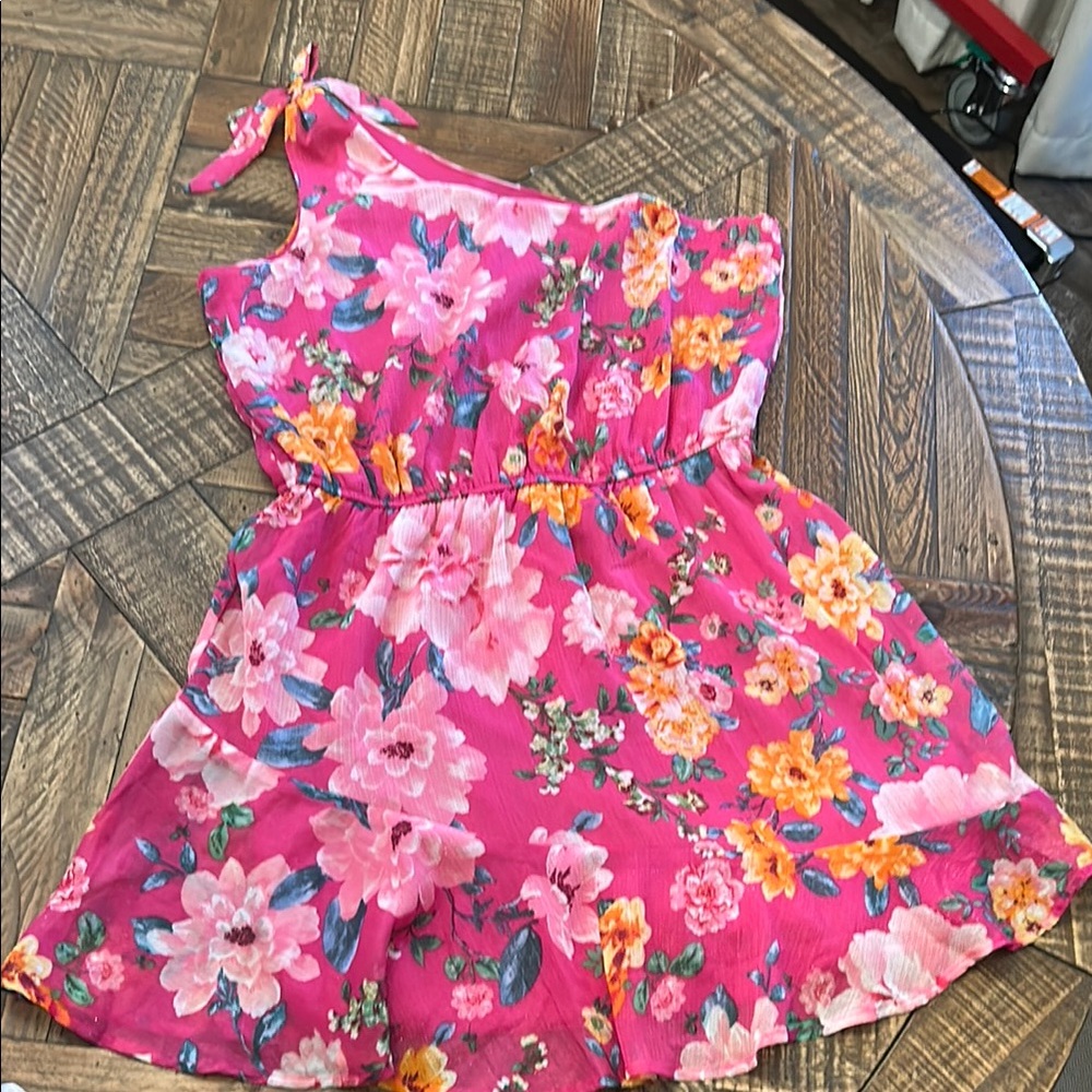 Floral One Shoulder Dress - Pink